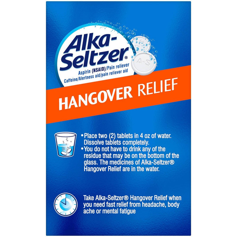 Alka-Seltzer Hangover Relief Effervescent Tablets Formulated for Fast Relief of Headaches, Body Aches and Mental Fatigue - 20ct