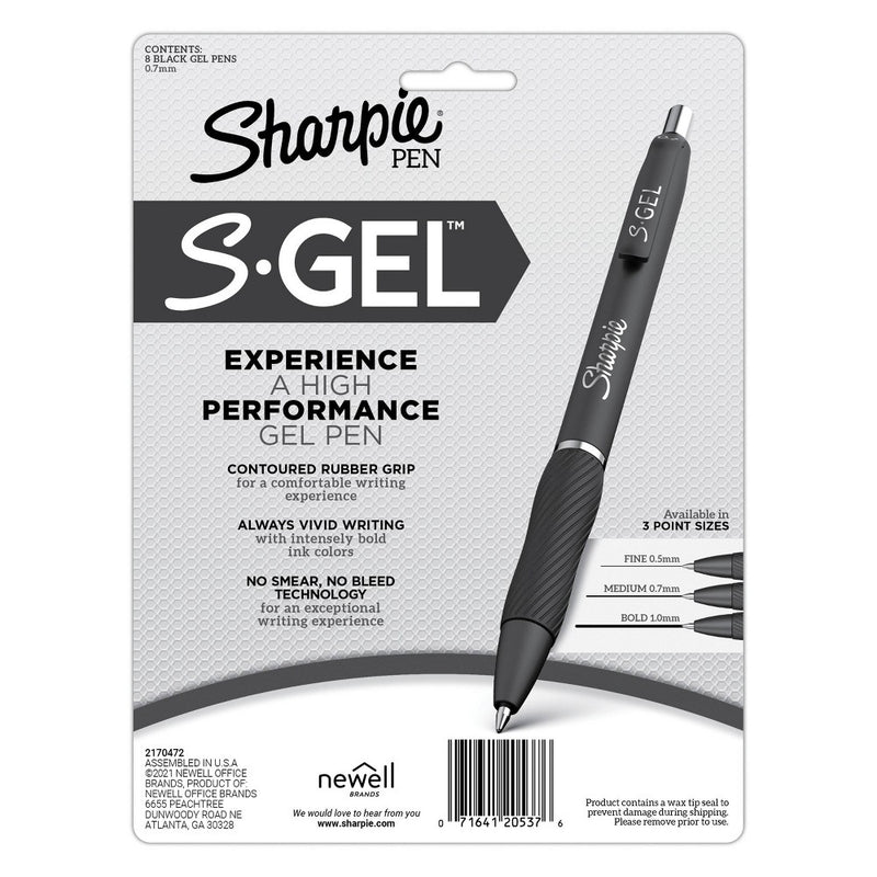 Sharpie 8ct S-Gel Pens Fashion White 0.7mm Black Ink