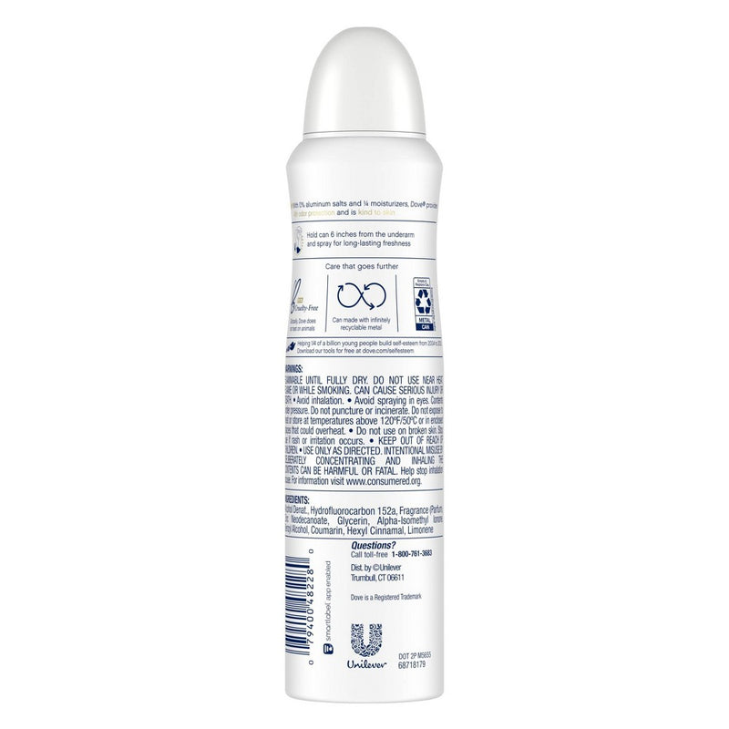 Dove Beauty 0% Aluminum Cucumber & Green Tea 48 Hour Deodorant Spray - 4oz