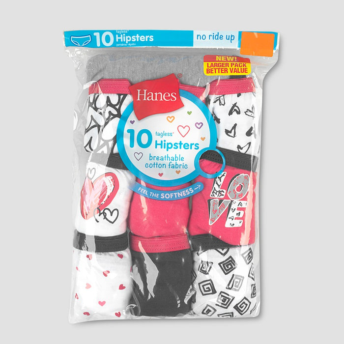 Hanes Girls' 10pk Cotton Hipster Briefs - Colors Vary 16
