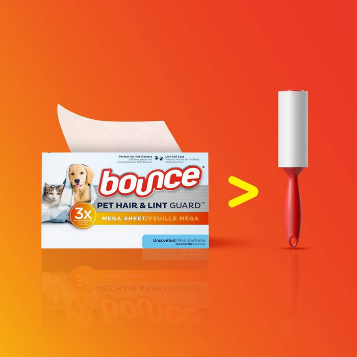 Bounce Pet Hair and Lint Guard Mega Dryer Sheets - Unscented - 150ct