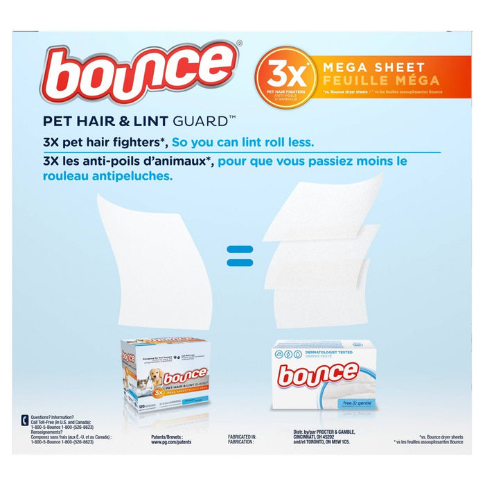 Bounce Pet Hair and Lint Guard Mega Dryer Sheets - Unscented - 150ct