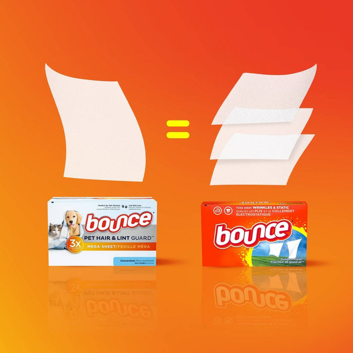 Bounce Pet Hair and Lint Guard Mega Dryer Sheets - Unscented - 150ct