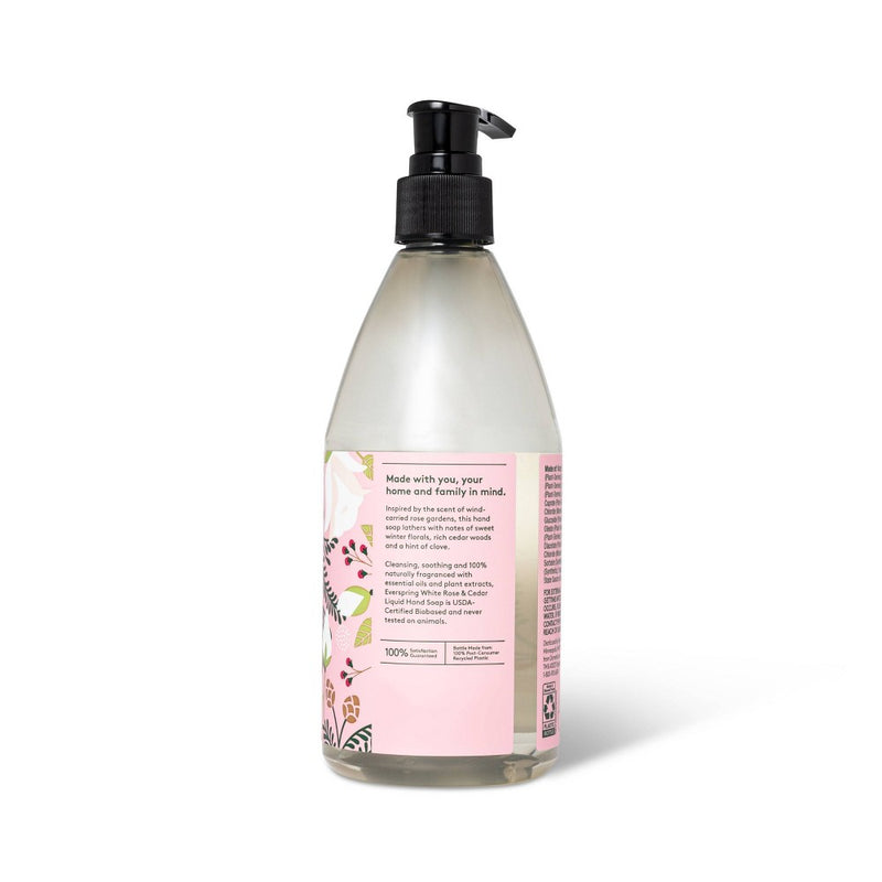 White Rose & Cedar Liquid Hand Soap - 12 fl oz - Clear - Everspring™