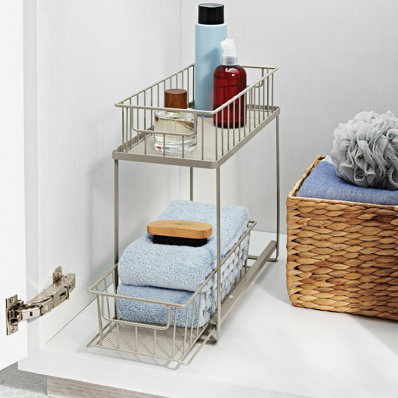 Two Tiered Slide Out Organizer Brushed Nickel - Brightroom™