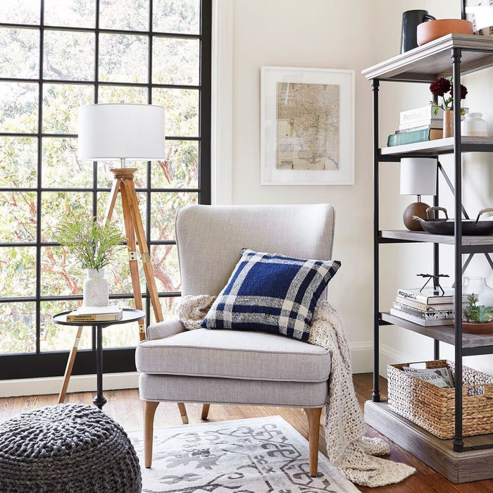 Oak Wood Tripod Floor Lamp Brass  - Threshold™