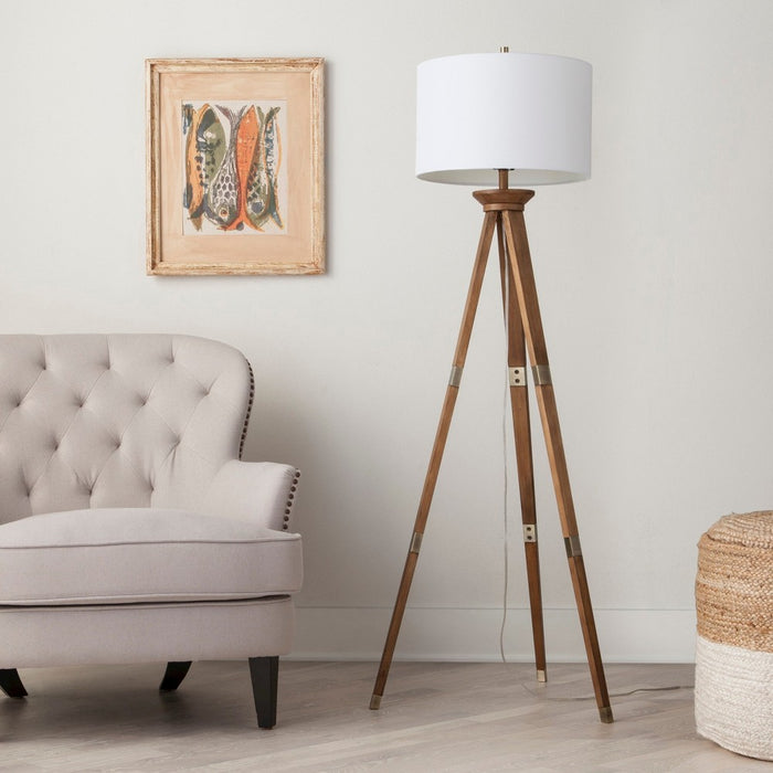 Oak Wood Tripod Floor Lamp Brass  - Threshold™