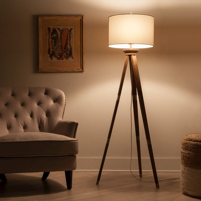 Oak Wood Tripod Floor Lamp Brass  - Threshold™
