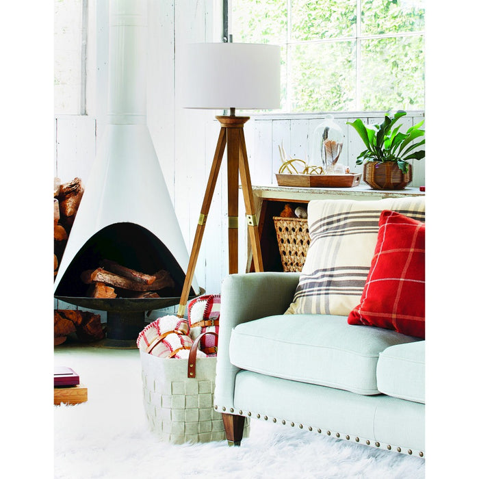 Oak Wood Tripod Floor Lamp Brass  - Threshold™