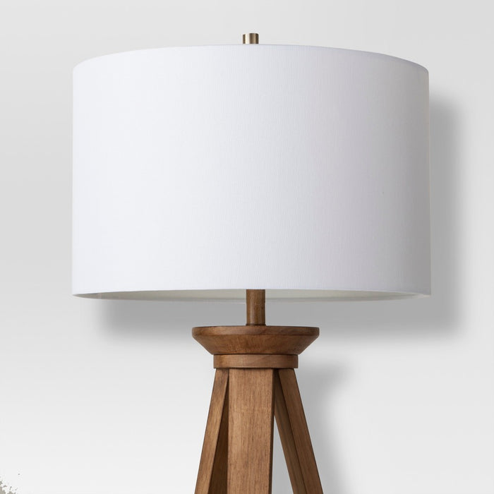 Oak Wood Tripod Floor Lamp Brass  - Threshold™