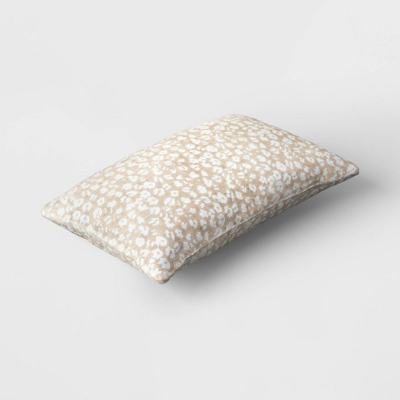 Velvet Jacquard Cheetah Lumbar Throw Pillow Beige - Threshold™