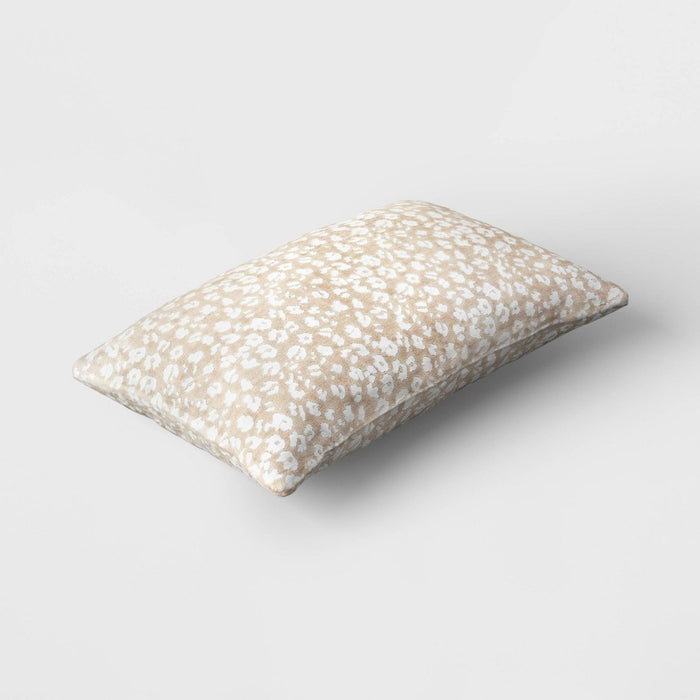 Velvet Jacquard Cheetah Lumbar Throw Pillow Beige - Threshold™