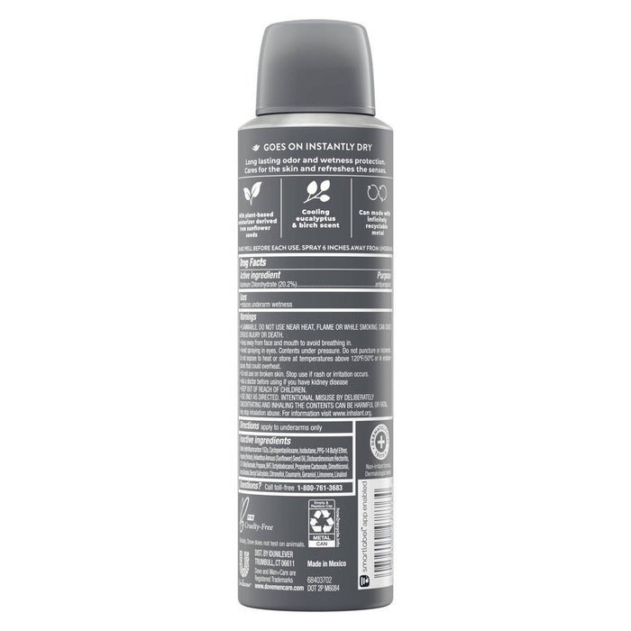 Dove Men+Care Refreshing Eucalyptus + Birch Plant Based Antiperspirant & Deodorant Dry Spray - 3.8oz