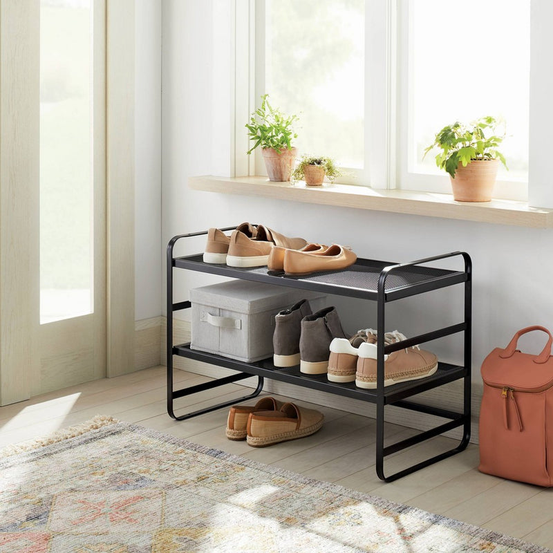 2 Tier Shoe Rack Black Metal Mesh - Brightroom™ (LOCAL PICKUP ONLY)
