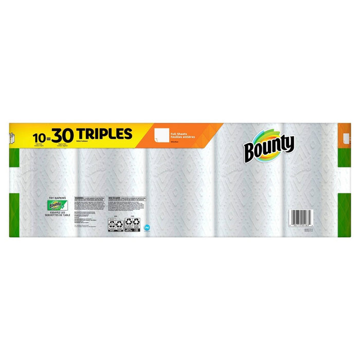 Bounty Full Sheet Paper Towels - 10 Triple Rolls