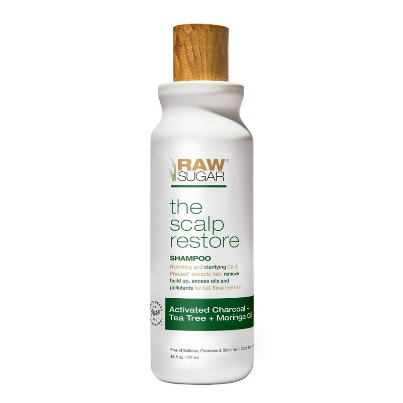 Raw Sugar Shampoo Scalp Restore Activated Charcoal + Tea Tree + Moringa Oil