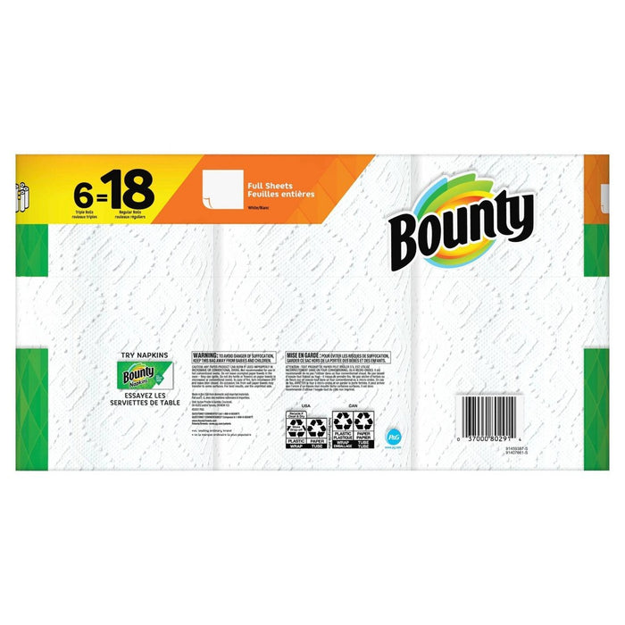Bounty Full Sheet Paper Towels - 6 Triple Rolls
