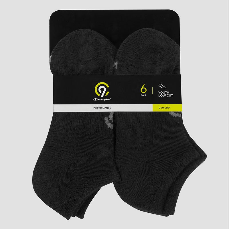 Boys' 6pk Low Cut Socks - C9 Champion® Black L