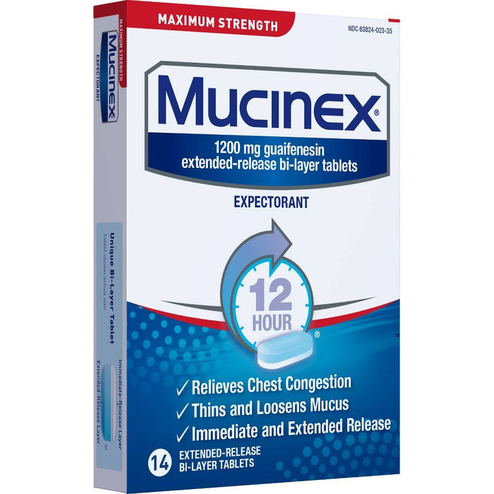 Mucinex Maximum Strength 12-Hour Chest Congestion Expectorant Tablets - 14ct