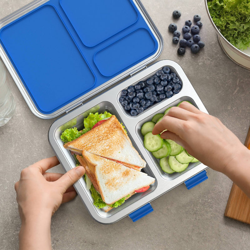 Bentgo Kids' Stainless Steel Leak-Resistant Lunch Box, Bento-Style, 3 Compartments, Eco-Friendly- 4 Cup
