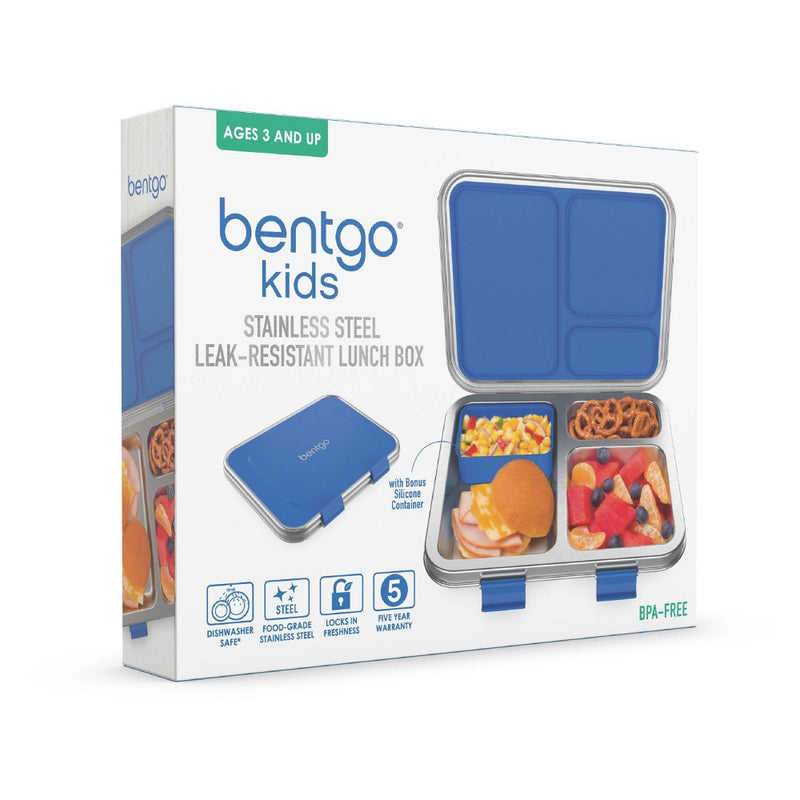 Bentgo Kids' Stainless Steel Leak-Resistant Lunch Box, Bento-Style, 3 Compartments, Eco-Friendly- 4 Cup