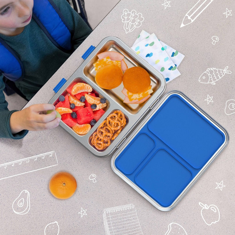 Bentgo Kids' Stainless Steel Leak-Resistant Lunch Box, Bento-Style, 3 Compartments, Eco-Friendly- 4 Cup