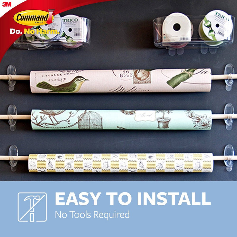 Command Large Sized Decorative Hooks with Strips Value Clear