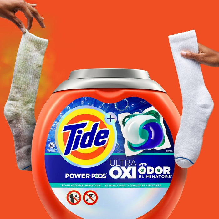 Tide Ultra OXI Power Pods with Odor Eliminators for Visible and Invisible Dirt Laundry Detergent Pacs - 61oz/32ct
