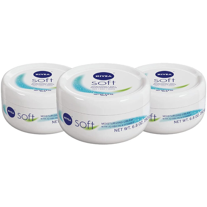 PACK OF 3! - NIVEA Soft Moisturizing Crème Body, Face and Hand Cream - 6.8oz