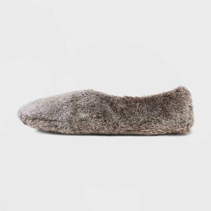 Women's Faux Fur Cozy Pull-On Slipper Socks - Brown S/M