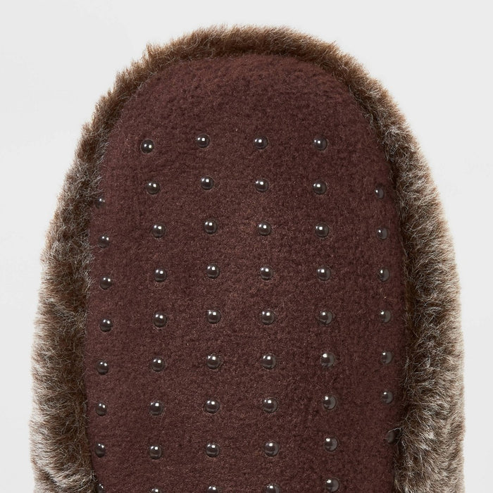 Women's Faux Fur Cozy Pull-On Slipper Socks - Brown S/M