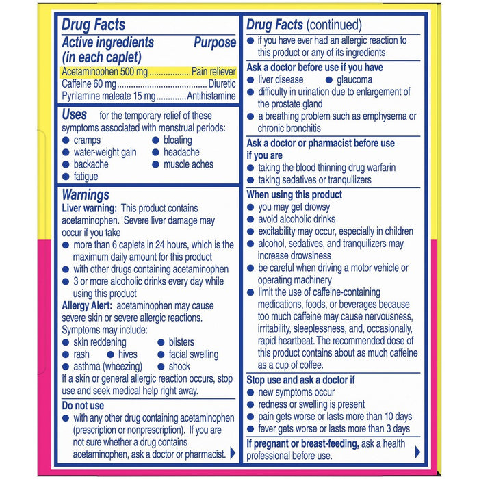 Midol On the Go Menstrual Symptom Relief with Acetaminophen Tablets - 20ct
