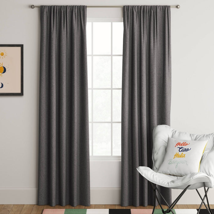 1pc 42"x84" Room Darkening Heathered Window Curtain Panel Dark Gray - Room Essentials™018697495382