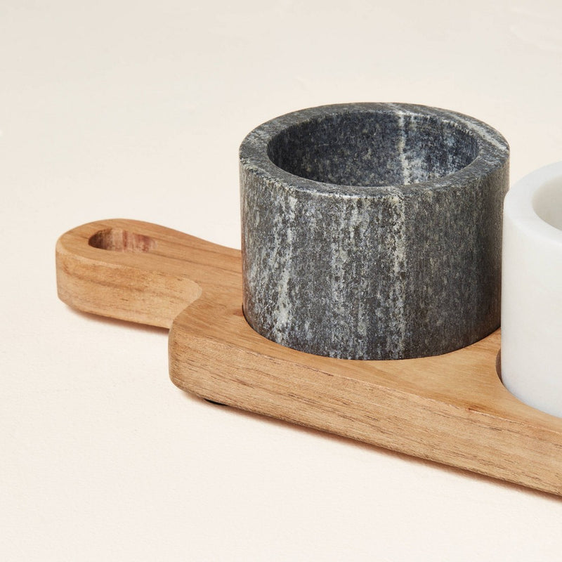 Salt & Pepper Marble Pinch Pot Set Gray/White - Hearth & Hand™ with Magnolia