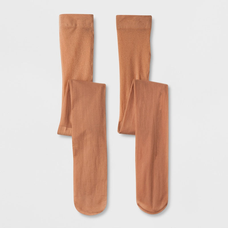 Girls' High Waisted 2pk Pantyhose - Cat & Jack™ Light Brown 7-10