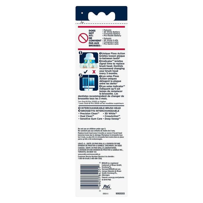 Oral-B Floss Action Replacement Electric Toothbrush Head - 3ct