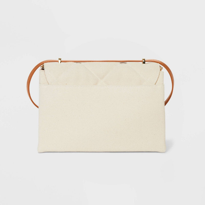 Square Woven Satchel Handbag - A New Day™ Light Beige