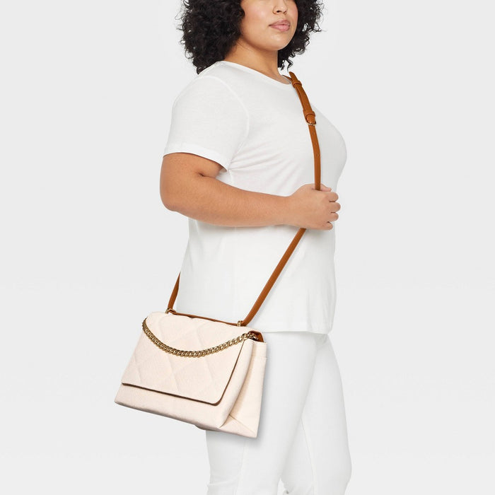 Square Woven Satchel Handbag - A New Day™ Light Beige