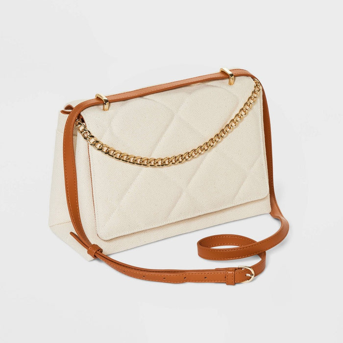 Square Woven Satchel Handbag - A New Day™ Light Beige