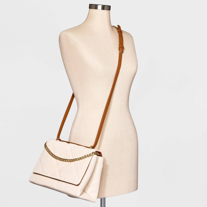 Square Woven Satchel Handbag - A New Day™ Light Beige