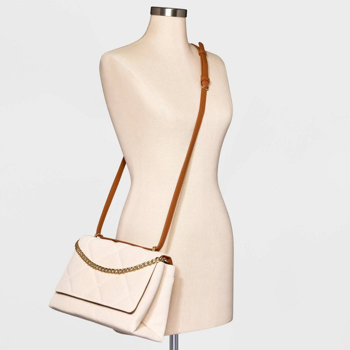 Square Woven Satchel Handbag - A New Day™ Light Beige