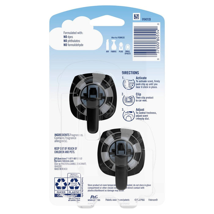 Febreze Unstopables Car Odor-Fighting Car Freshener Vent Clip Breeze Scent - 2ct/0.14 fl oz