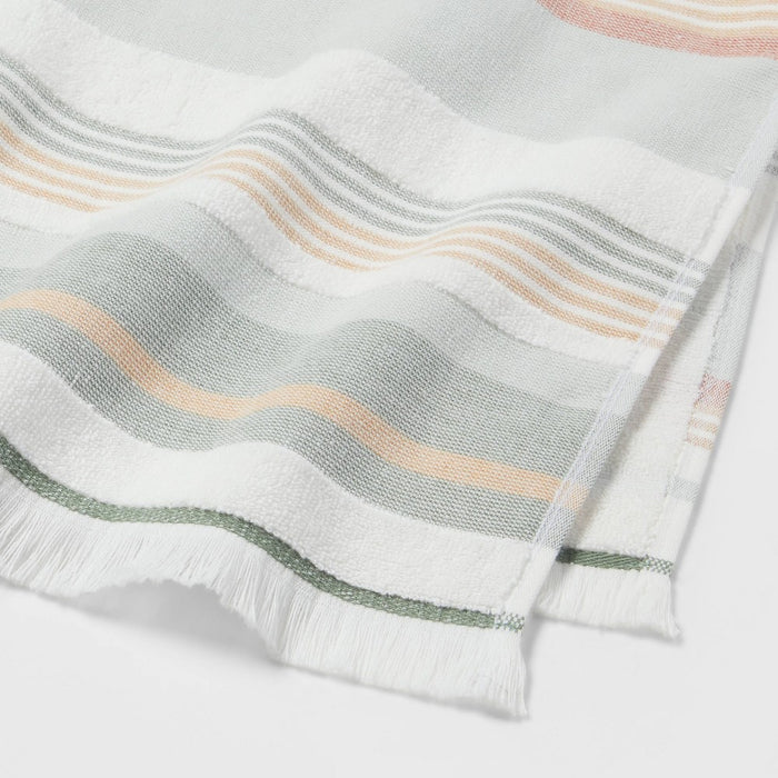 Striped Flat Woven Hand Towel Green - Threshold™