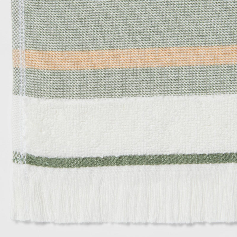 Striped Flat Woven Hand Towel Green - Threshold™