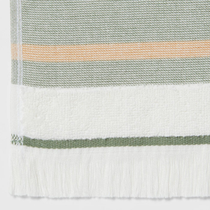 Striped Flat Woven Hand Towel Green - Threshold™
