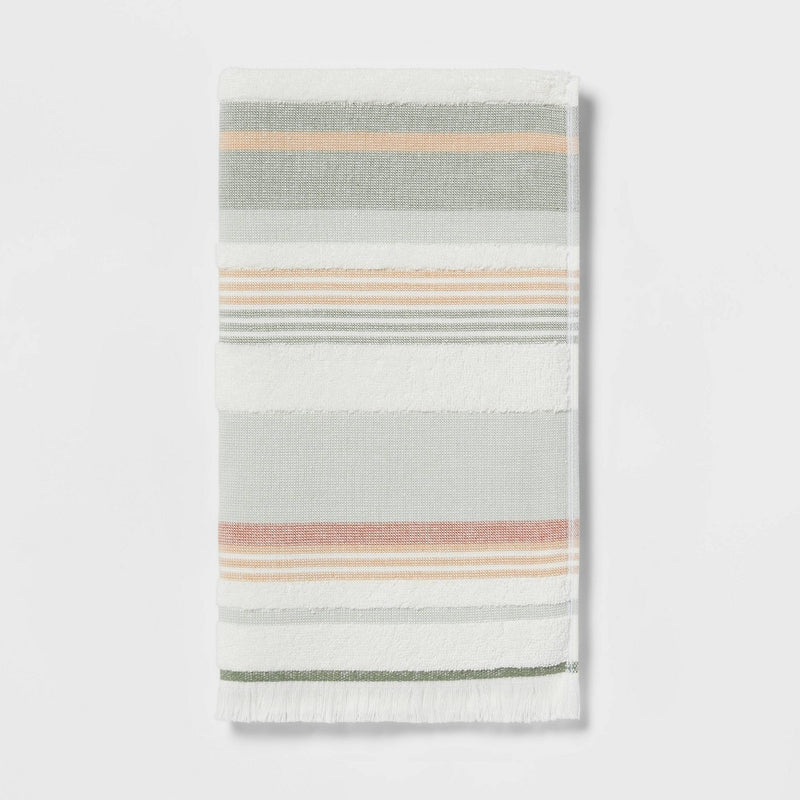 Striped Flat Woven Hand Towel Green - Threshold™