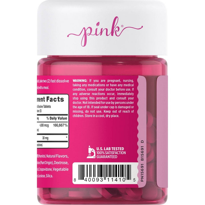 Pink Vitamins Get Up & Go B-12 + L-Carnitine Fast Dissolve Tabs - Natural Berry - 50ct