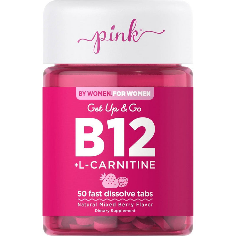 Pink Vitamins Get Up & Go B-12 + L-Carnitine Fast Dissolve Tabs - Natural Berry - 50ct