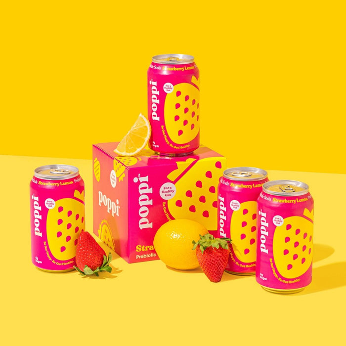 Poppi Strawberry Lemon Prebiotic Soda - 4pk/12 fl oz Cans