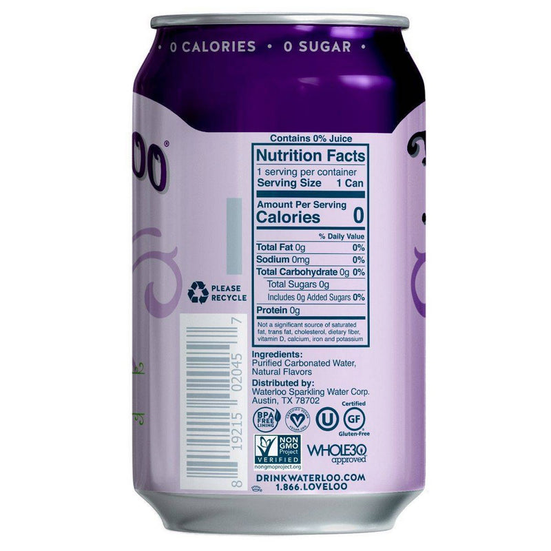 Waterloo Grape Sparkling Water - 8pk/12 fl oz Cans